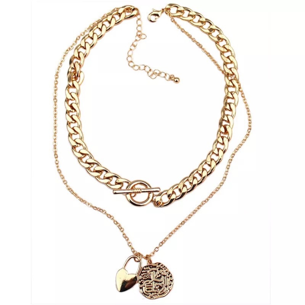 Gold Multi Layer Cuban Link Necklace - Picture 3 of 5